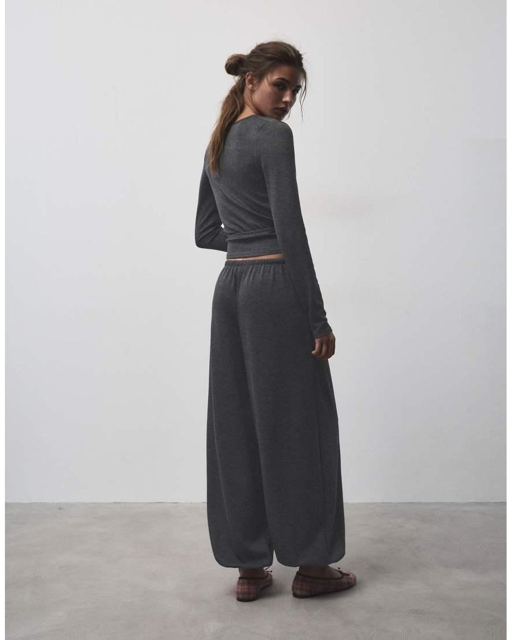 Pull&Bear Blue Fluid Sarouel Trousers