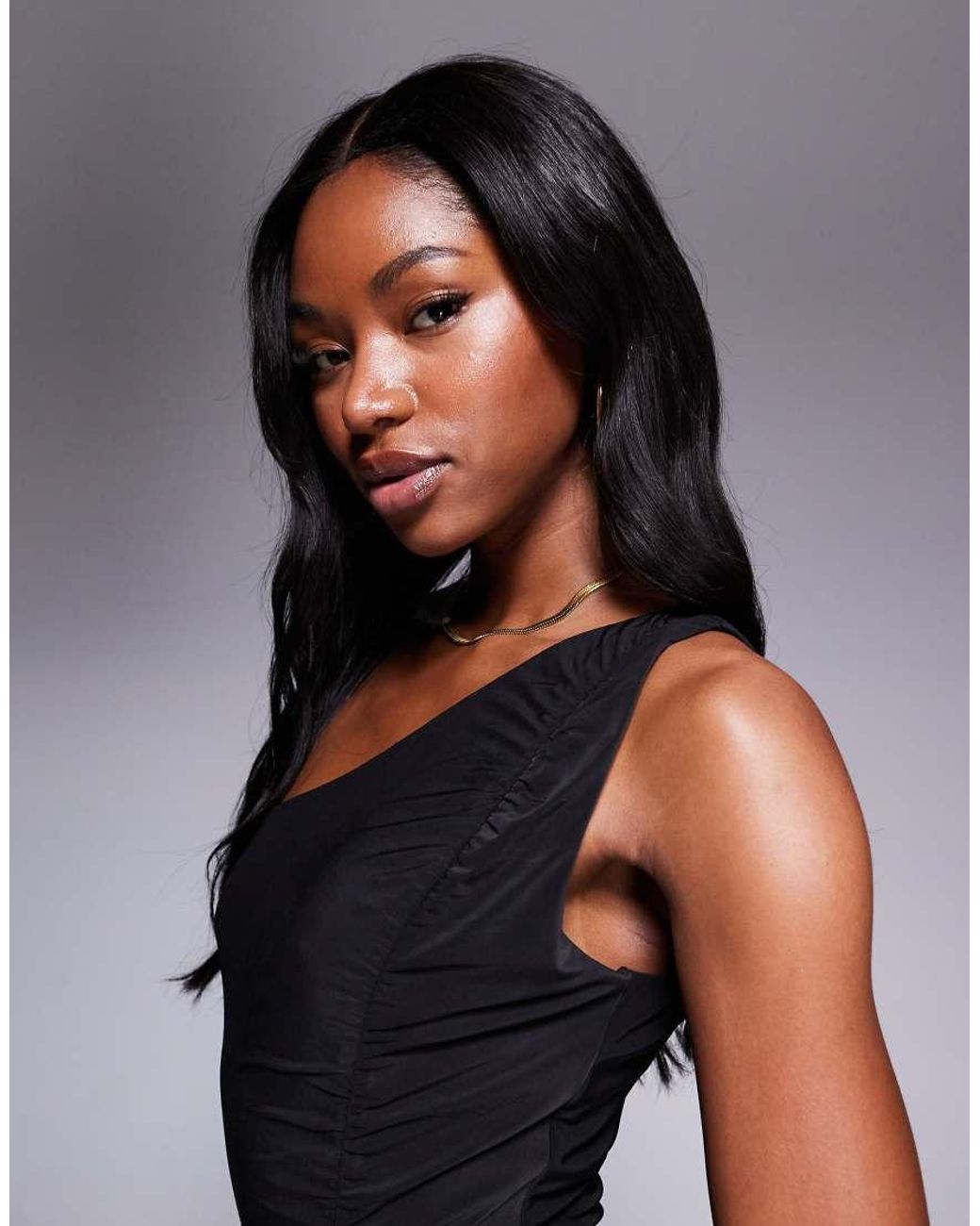 Fashionkilla Blue Exclusive Double Sculpted Slinky One Shoulder Ruched Side Thigh Split Maxi Dress