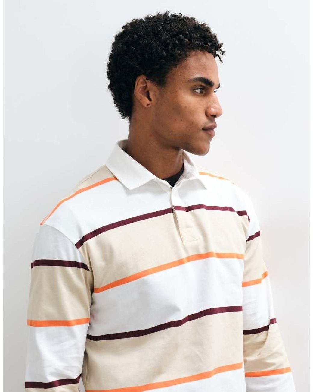 ASOS White Relaxed Long Sleeve Rugby Polo for men