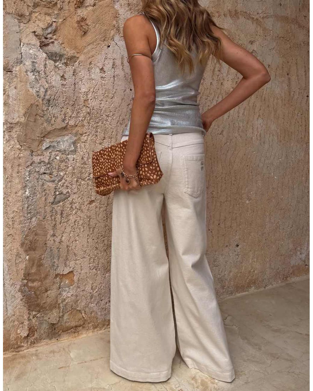 Never Fully Dressed Natural Denim Wide Leg Jeans