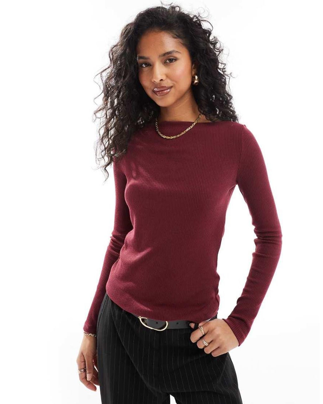 ★送料・関税込★RR HIGH NECK LONG SLEEVE TOP☆ Extra Soft Rib Crew Neck Long Sleeve T | GGG ONLINE STORE
