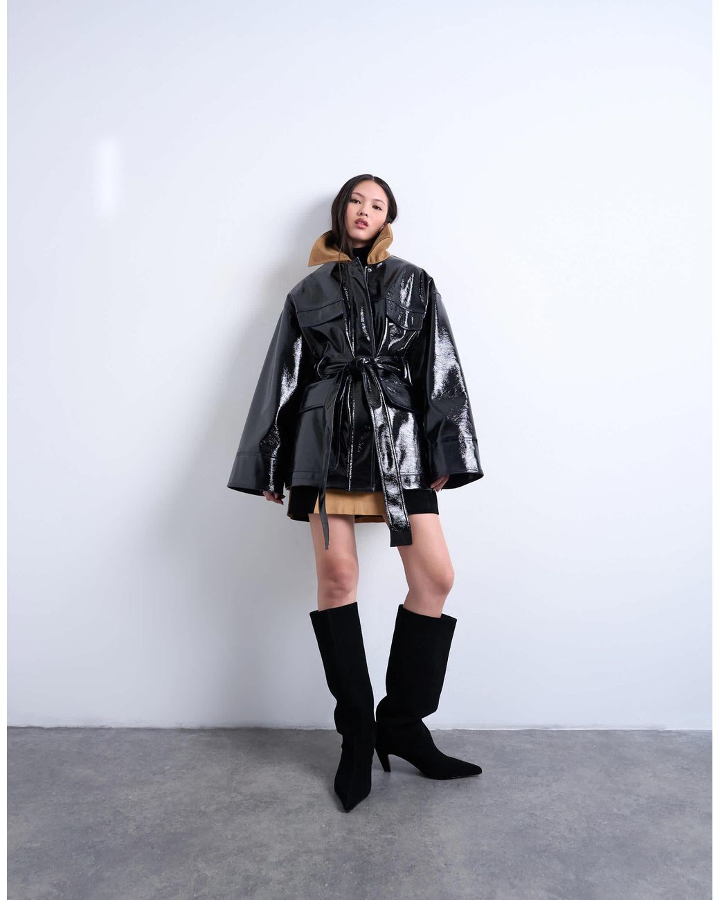 TOPSHOP Black – hemdjacke aus vinyl