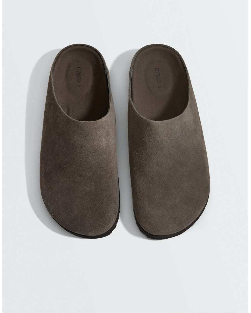 Oysho Brown Suede Mules