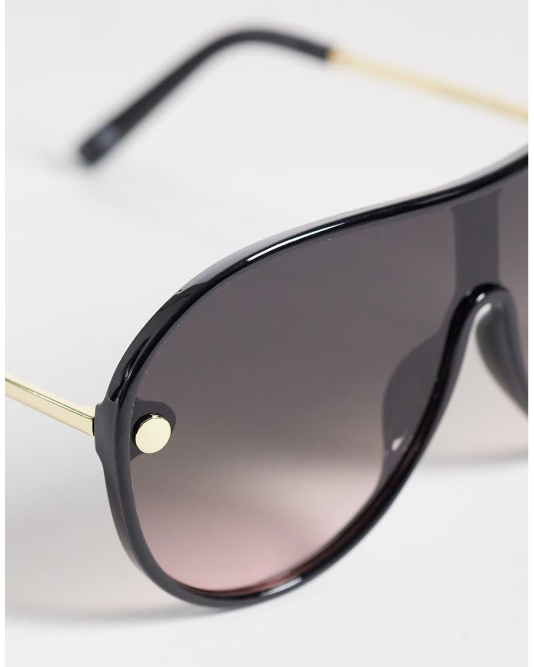 ASOS Black Aviator Sunglasses With Metal Temple Detail