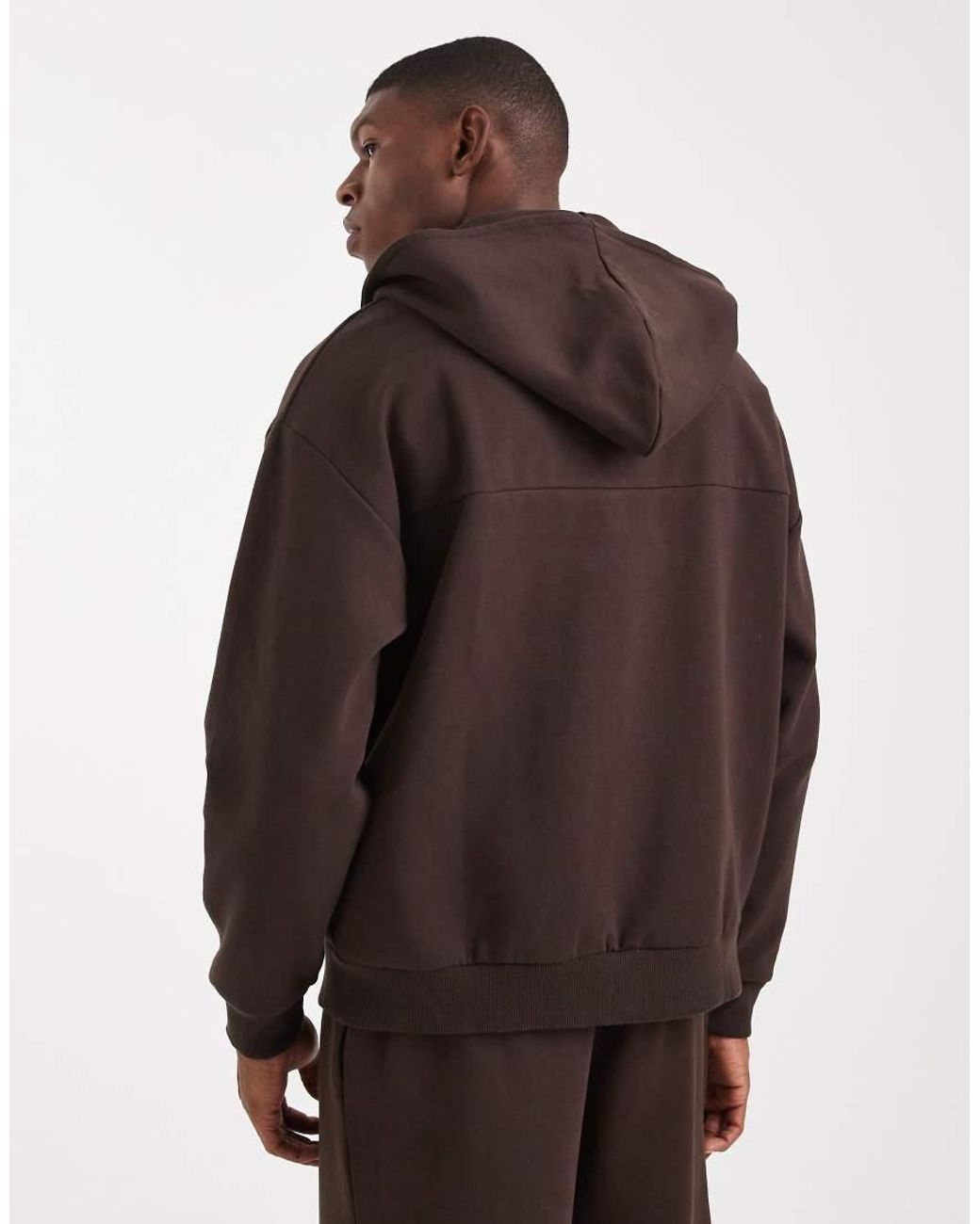 New Look Brown Heavyweight Zip Through Hoodie Co-Ord for men
