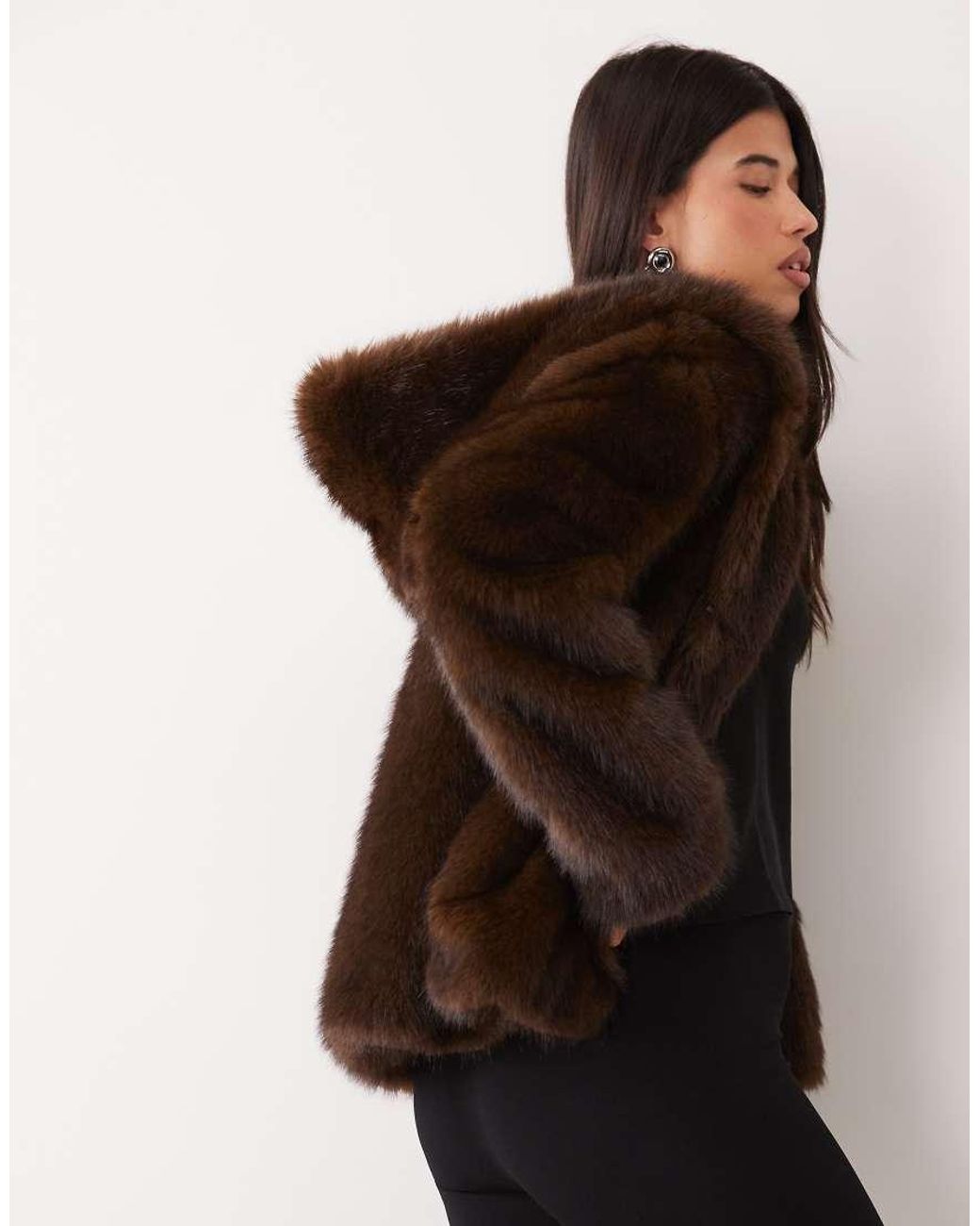 The Frolic Brown Exclusive Oversized Hooded Fur Coat