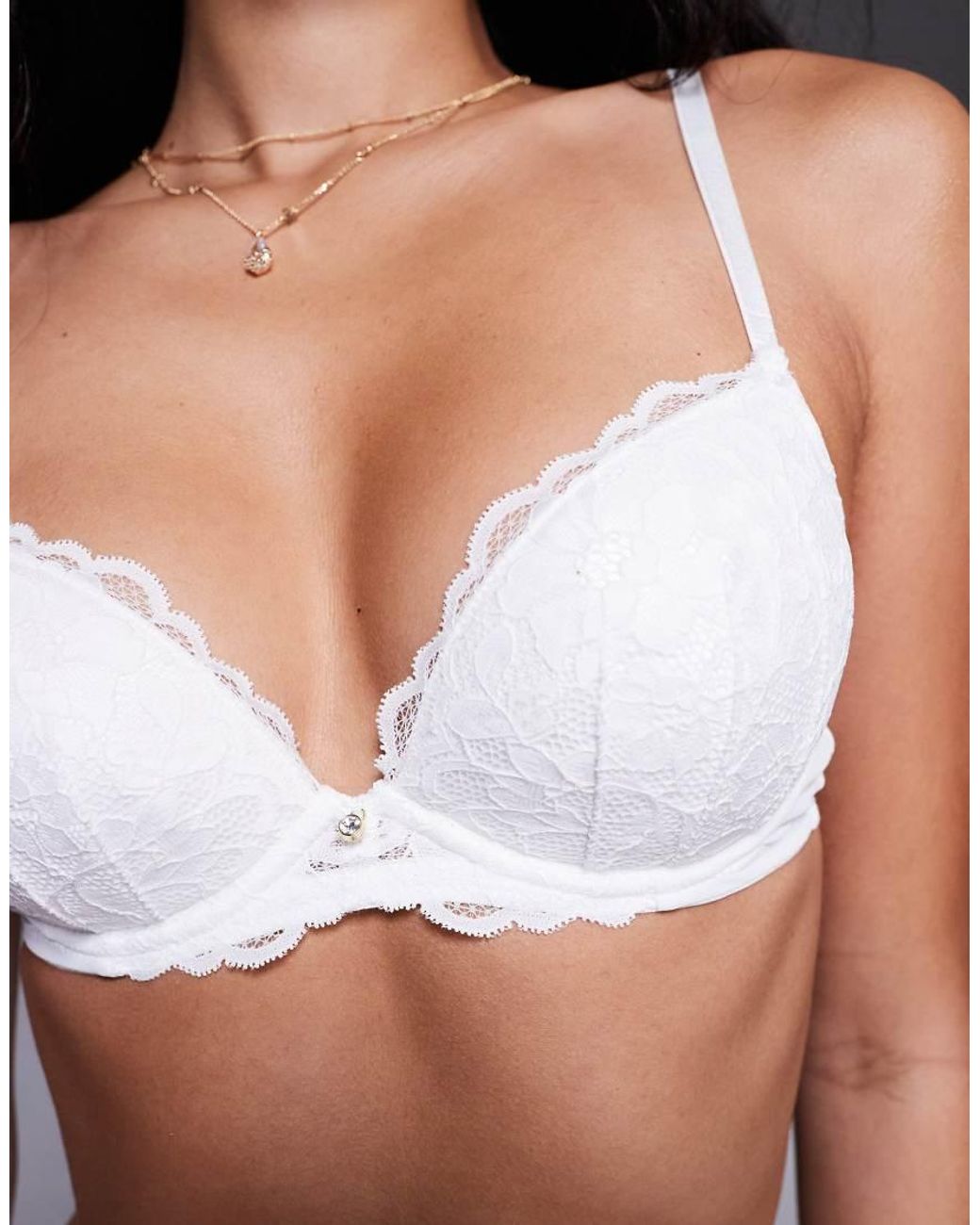 Ann Summers White Sexy Lace Padded Plunge Bra 2 Pack