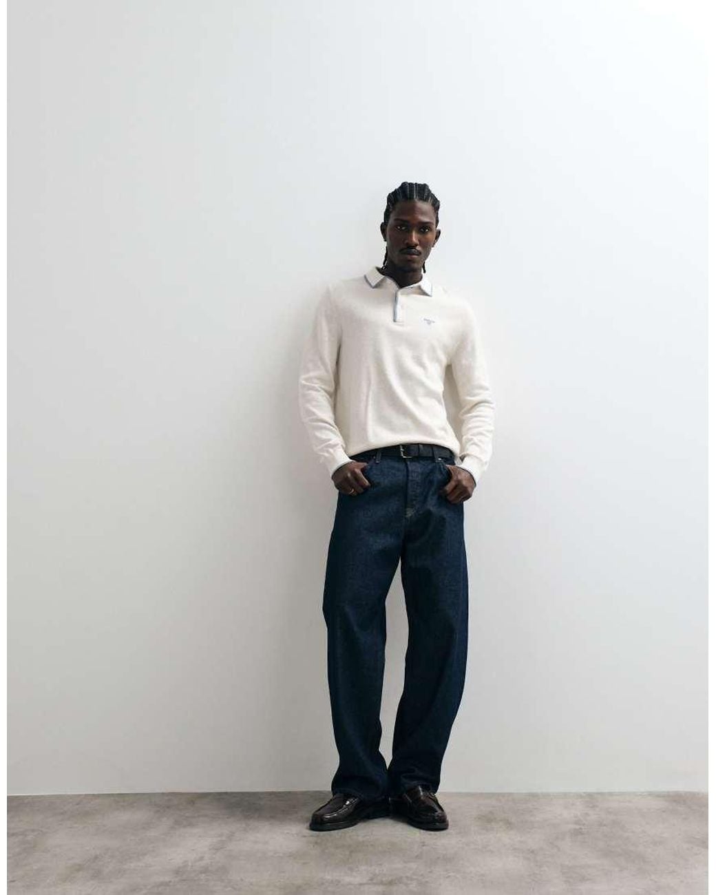 Barbour White Taunton Knitted Logo Polo Shirt for men