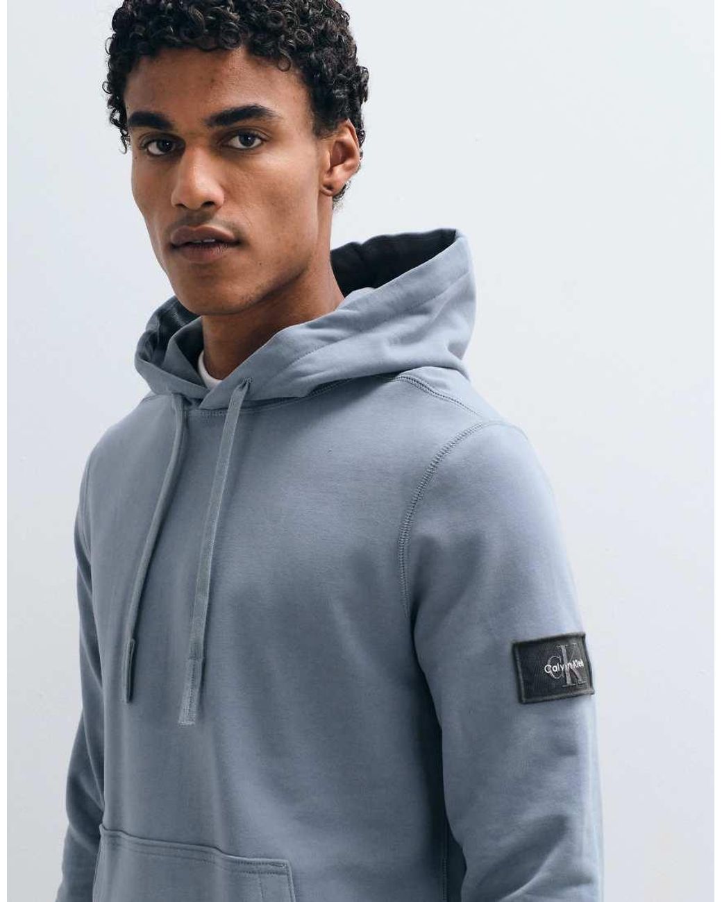 Calvin Klein Blue Terry Badge Hoodie for men