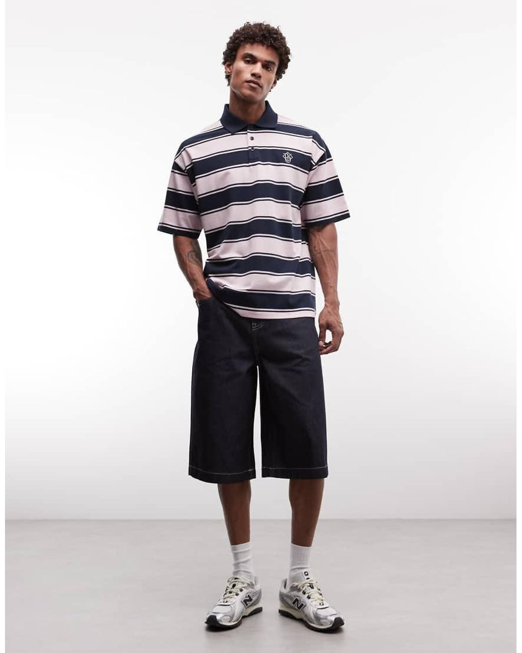 ASOS Blue Relaxed Rugby Polo With Pique Fabric for men
