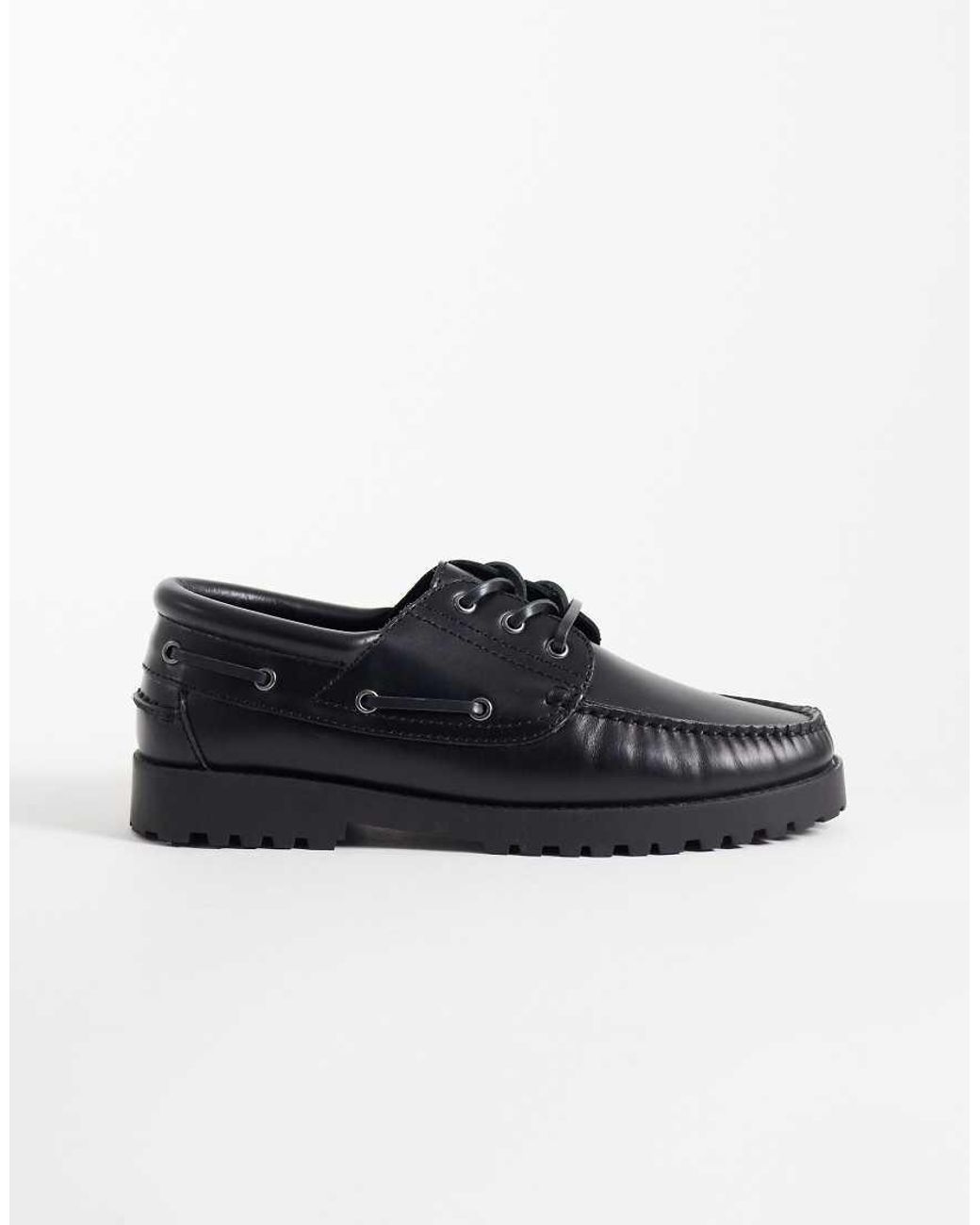 Jack & Jones Blue Leather Boat Shoes for men