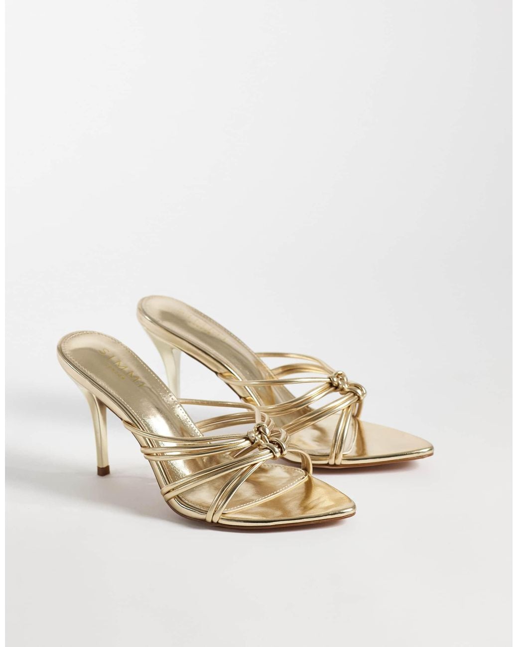 SIMMI Simmi London Brii Wide Fit Strappy Heeled Mule Sandals in Natural ...