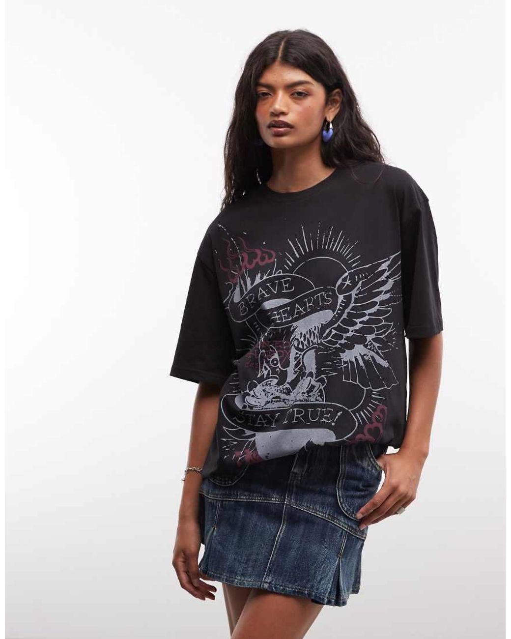 Ed Hardy Black Brave Hearts Stay True Relaxed Fit T-Shirt