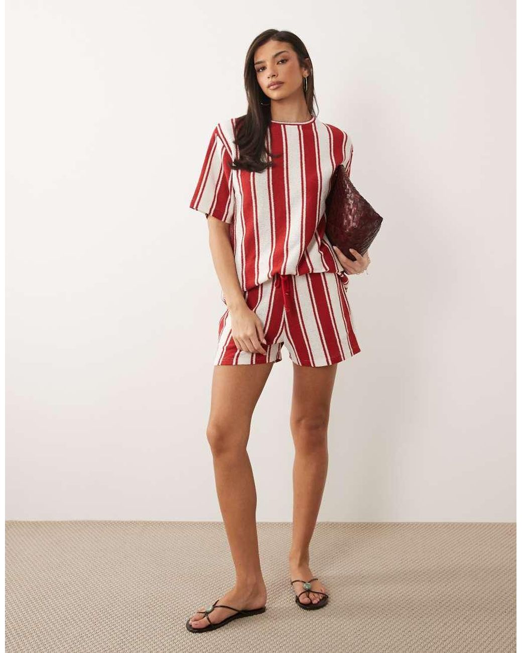 ASOS Red Knitted Jersey Oversized Top Co-ord