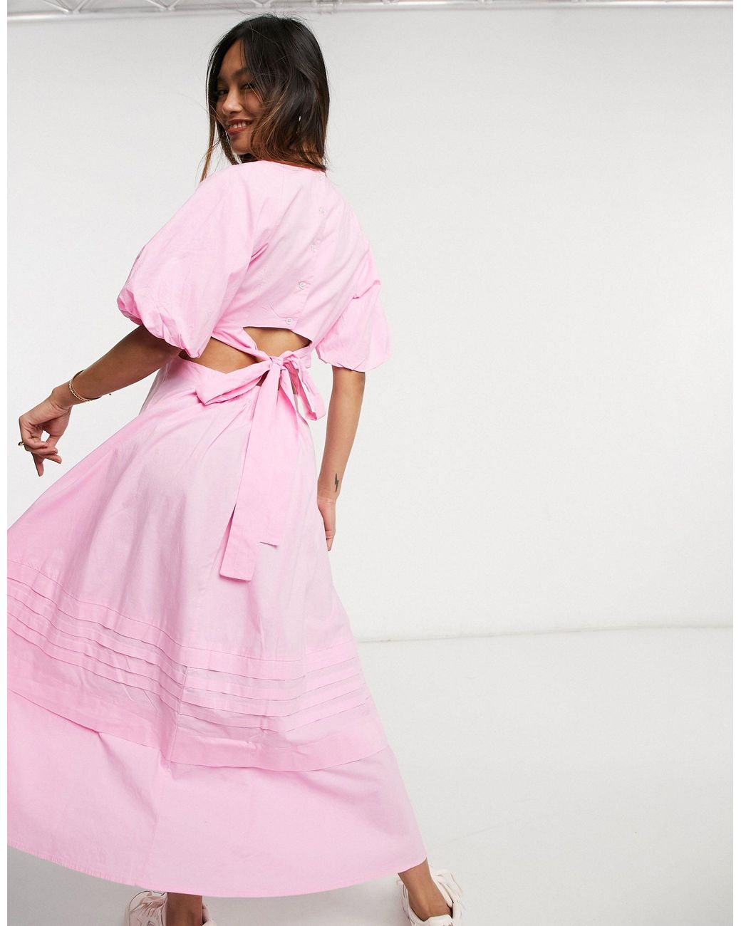 Warehouse Puff Sleeve Maxi Dress in 