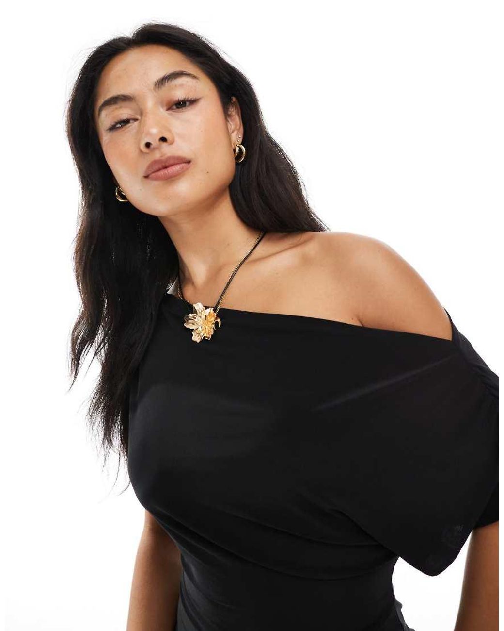 Miss Selfridge Black Off The Shoulder Playsuit