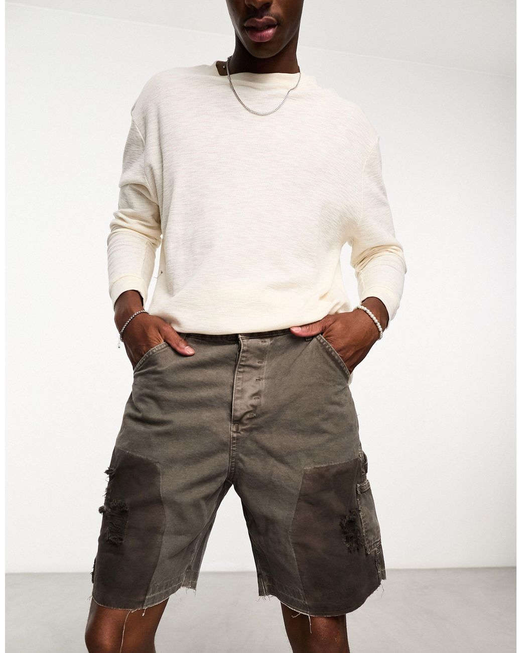 Jaded London Denim Carpenter Shorts in Natural for Men | Lyst