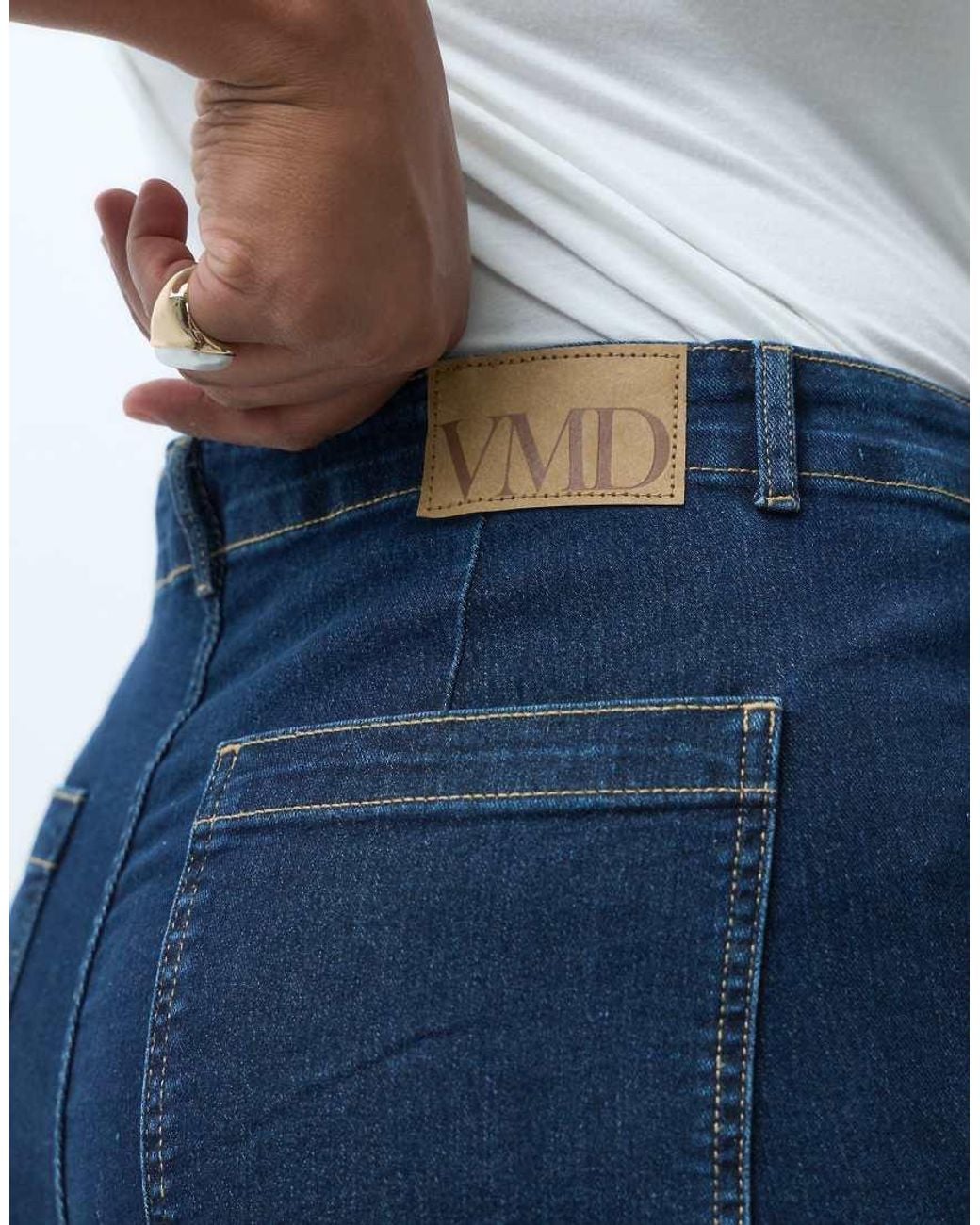 Vero Moda Blue Kayla High Rise Wide Leg Jeans With Pocket Detail