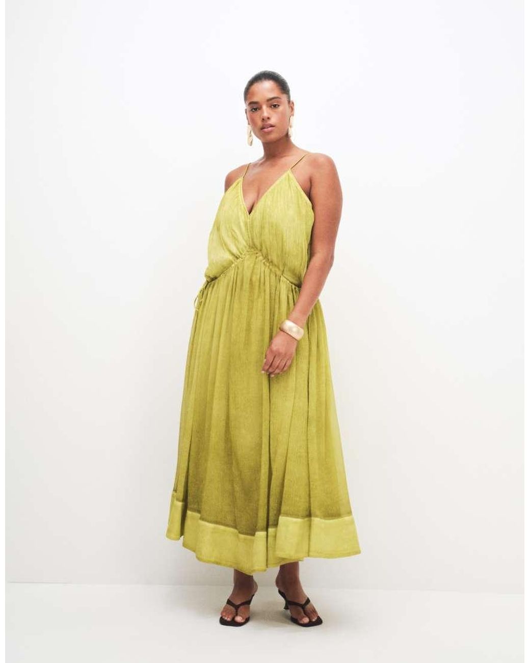 ASOS Yellow Asos Design Curve Smock Cami Maxi Dress With Tie Side Detail