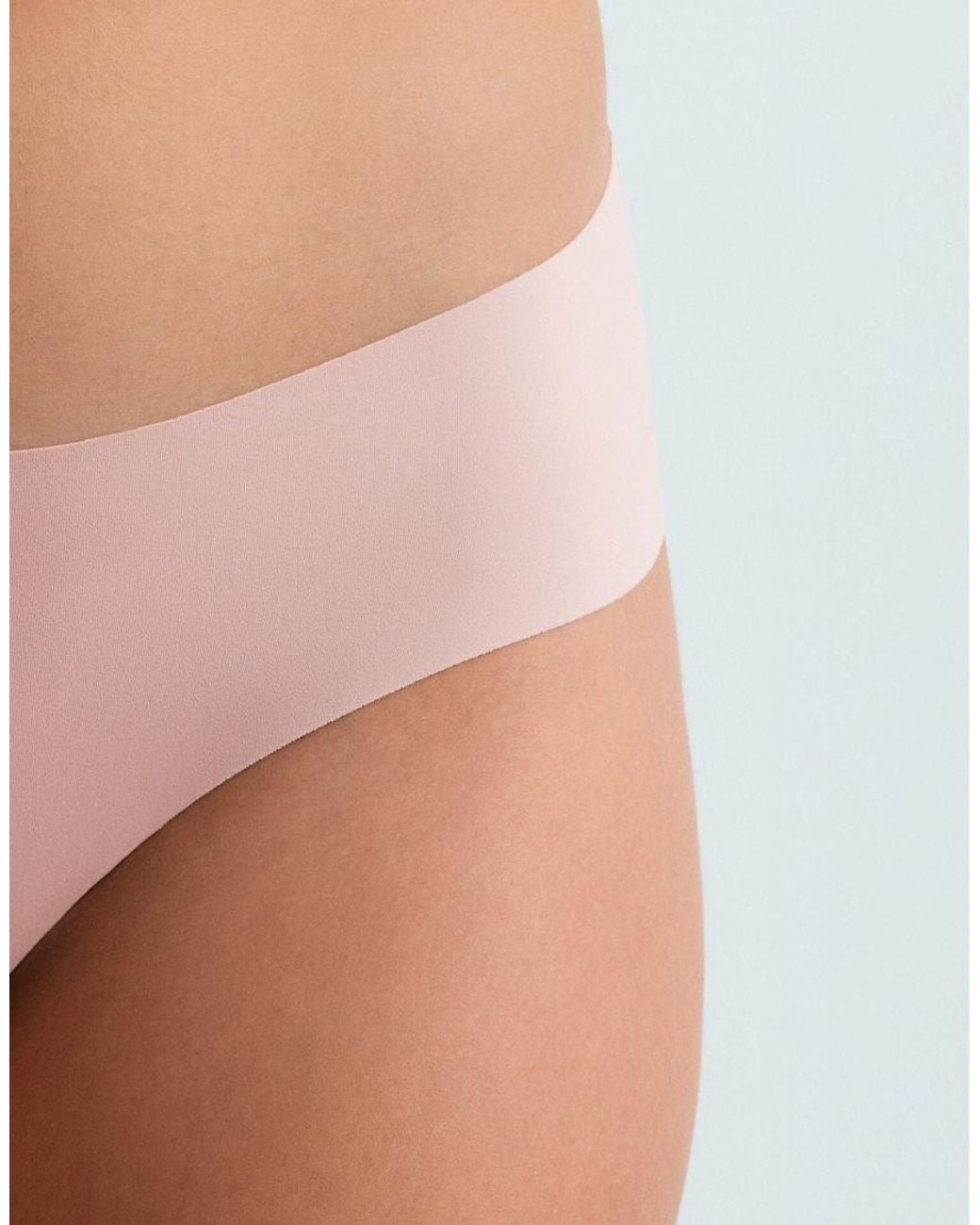 Oysho Pink 5 Hipster Briefs, Invisible Polyamide Blend, Laser Cut