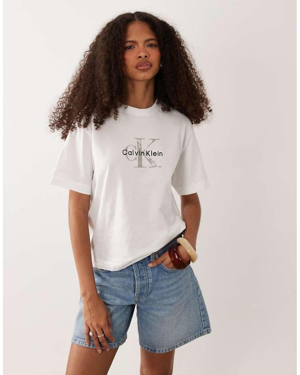 Calvin Klein White Monologo Boxy T-shirt