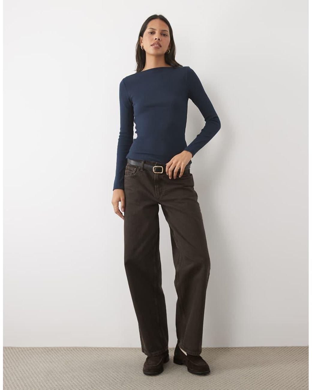 New Look Blue Boat Neck Long Sleeve Top
