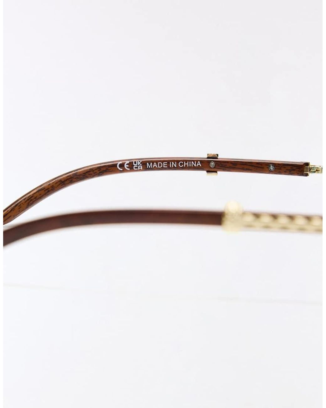 Bershka Blue Wood Effect Temple Sunglasses for men