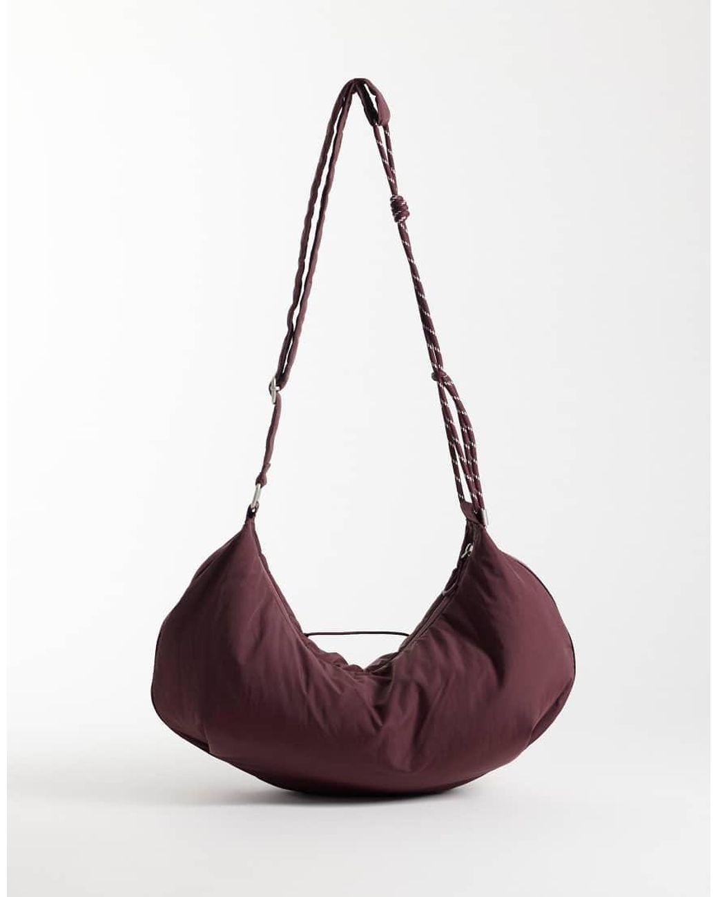 4505 Purple Studio Woven Cross Body Bag With Rope Detail