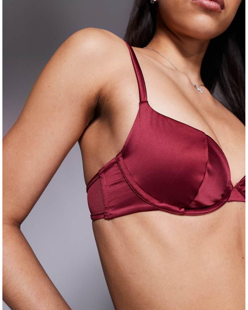 ASOS Red Brooke Clean Satin & Mesh Underwire Bra