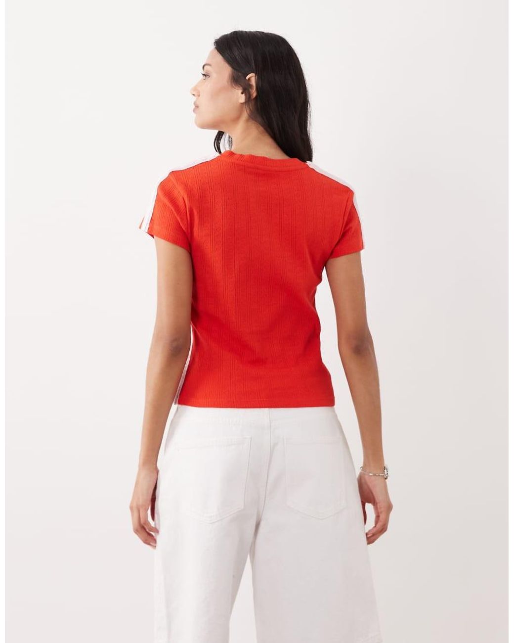 ASOS Red Short Sleeve With Contrast Stripes Top