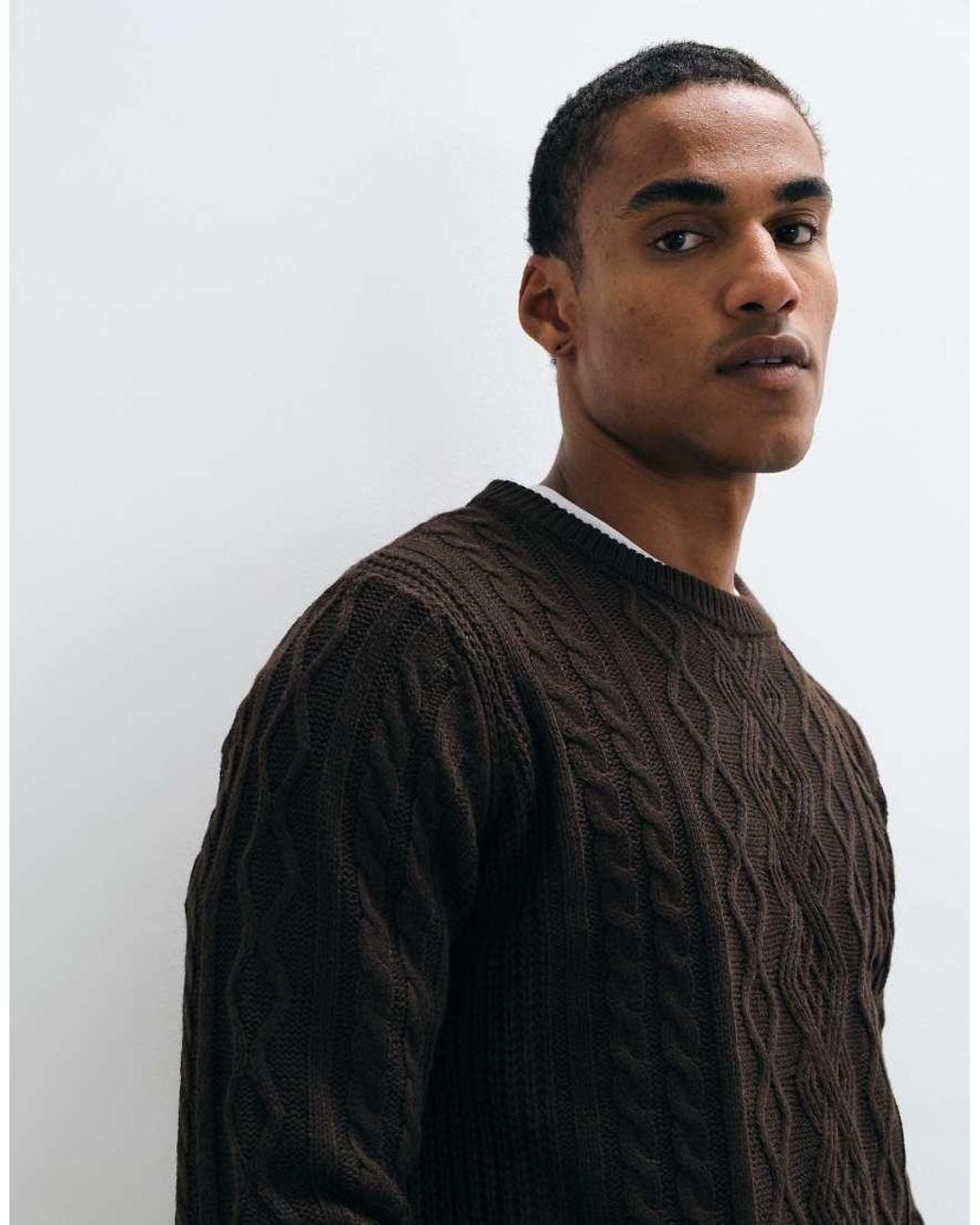 Brave Soul Black Studio Cable Knit Jumper for men