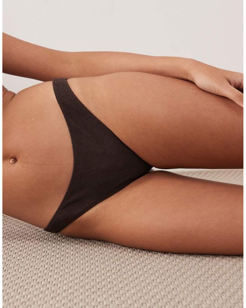 Mango Brown Crinkle Effect Bikini Bottom