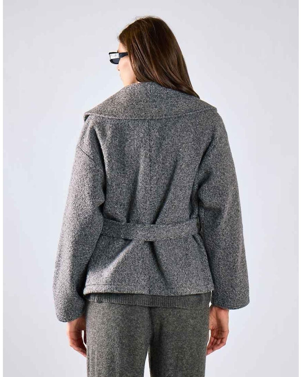 Glamorous Gray Belted Wrap Jacket