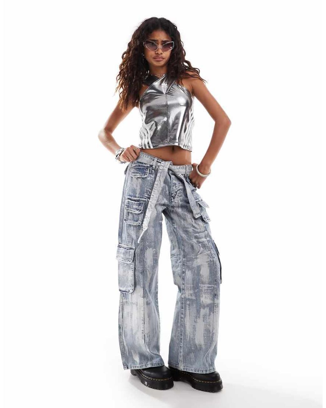 Adidas Originals White Adilenium Halterneck Metallic Tank