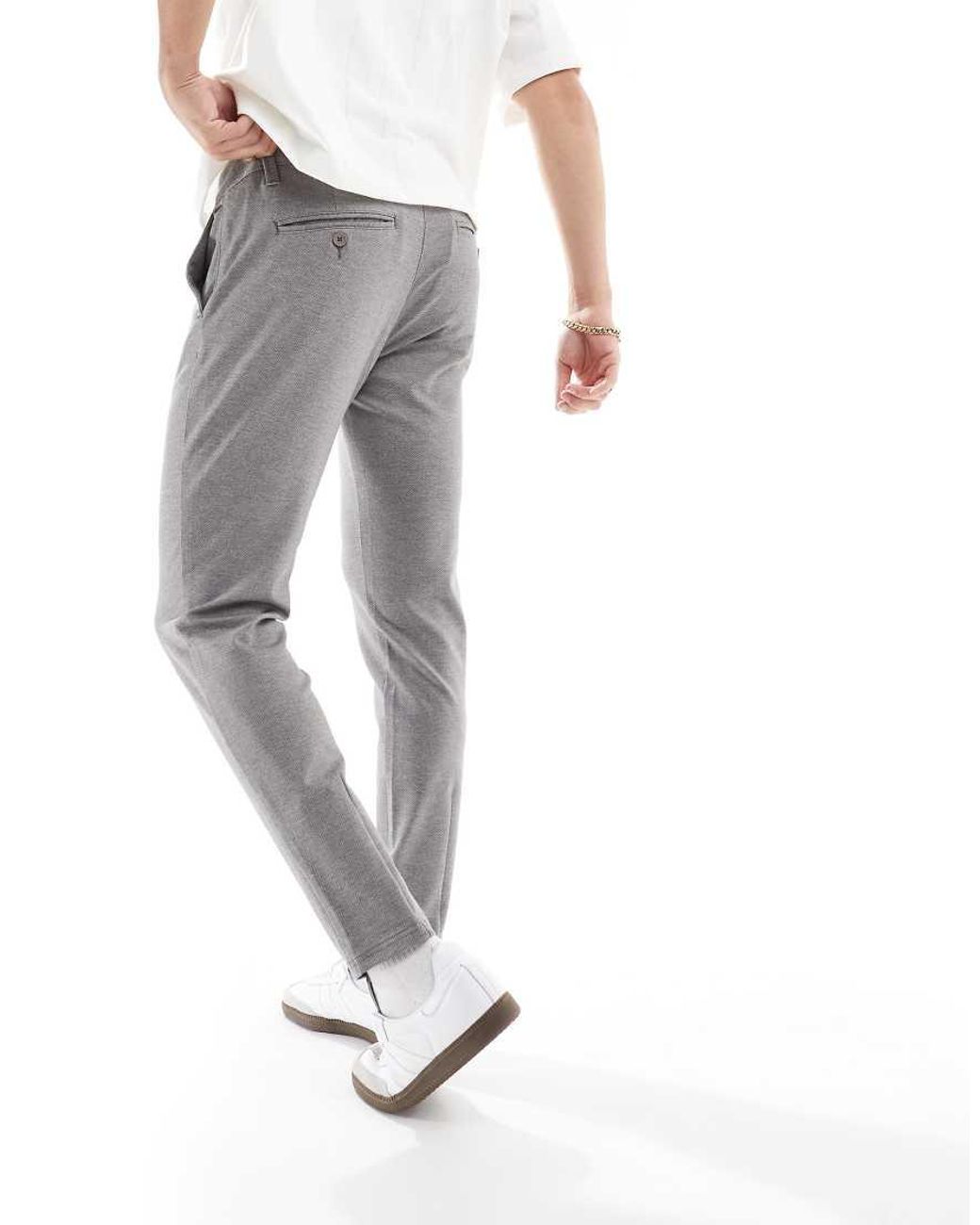 Only & Sons White Smart Tapered Fit Trouser for men