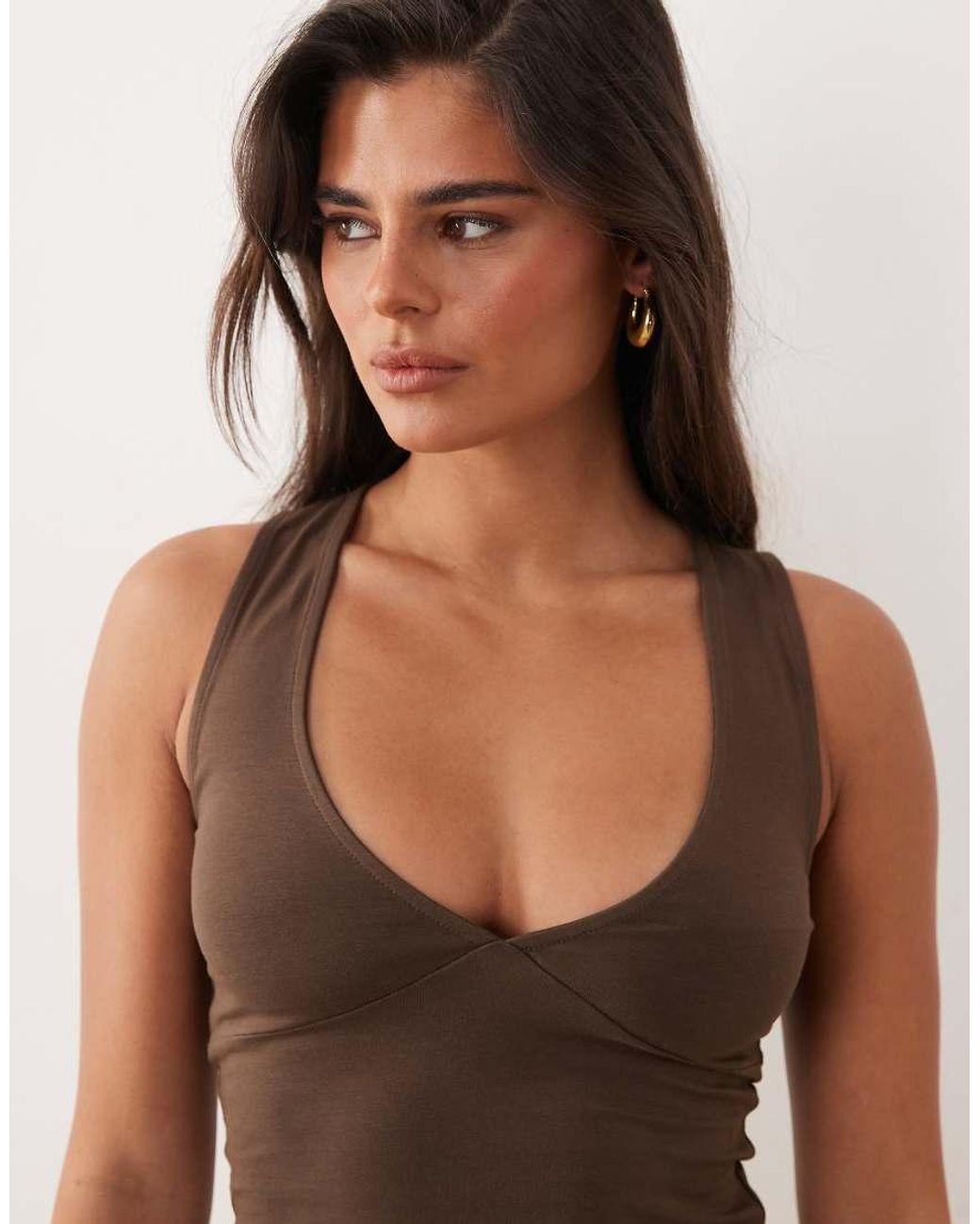 The Frolic Brown Exclusive Halterneck Plunge Top