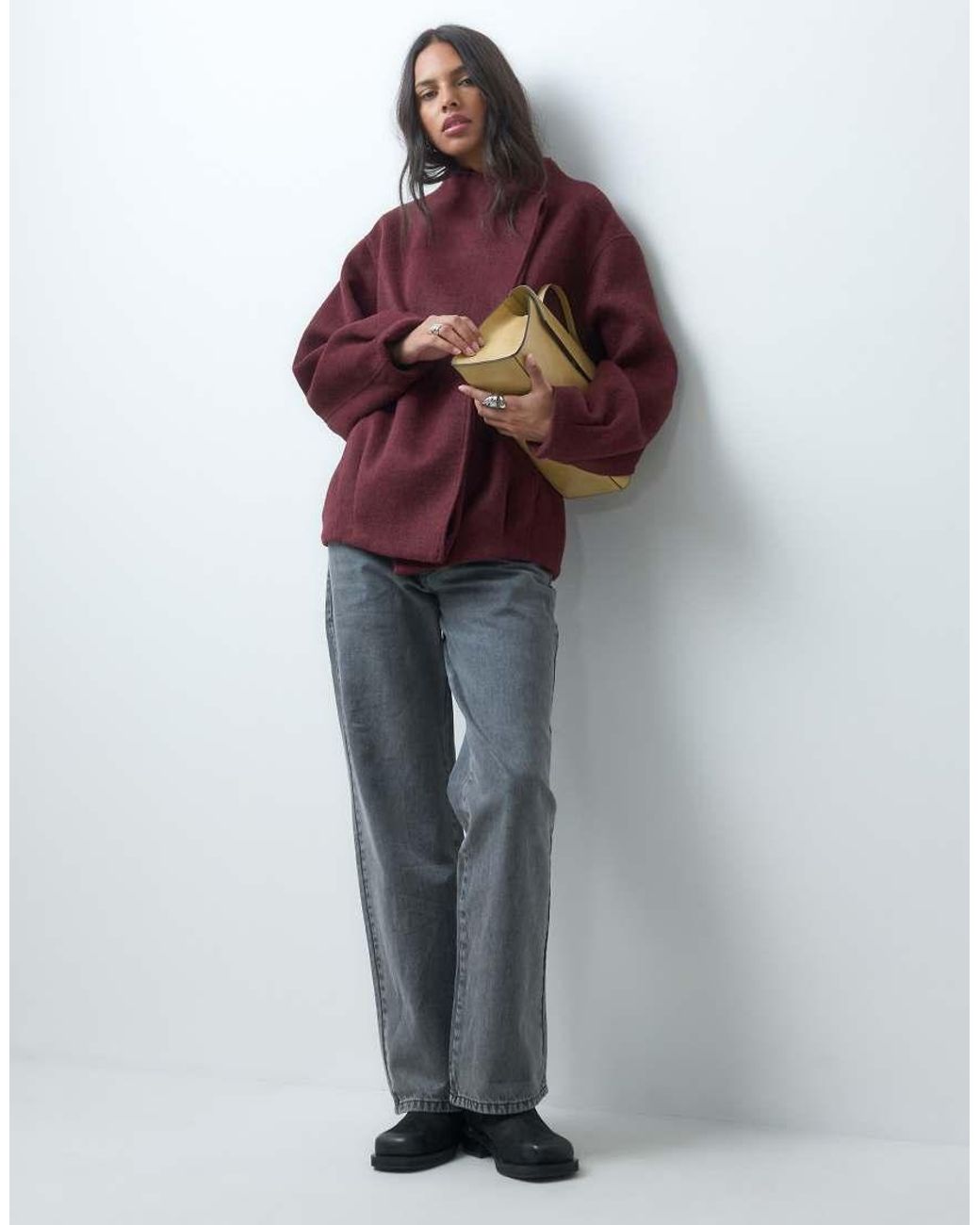 ASOS Purple Short Formal Waterfall Coat With Wool