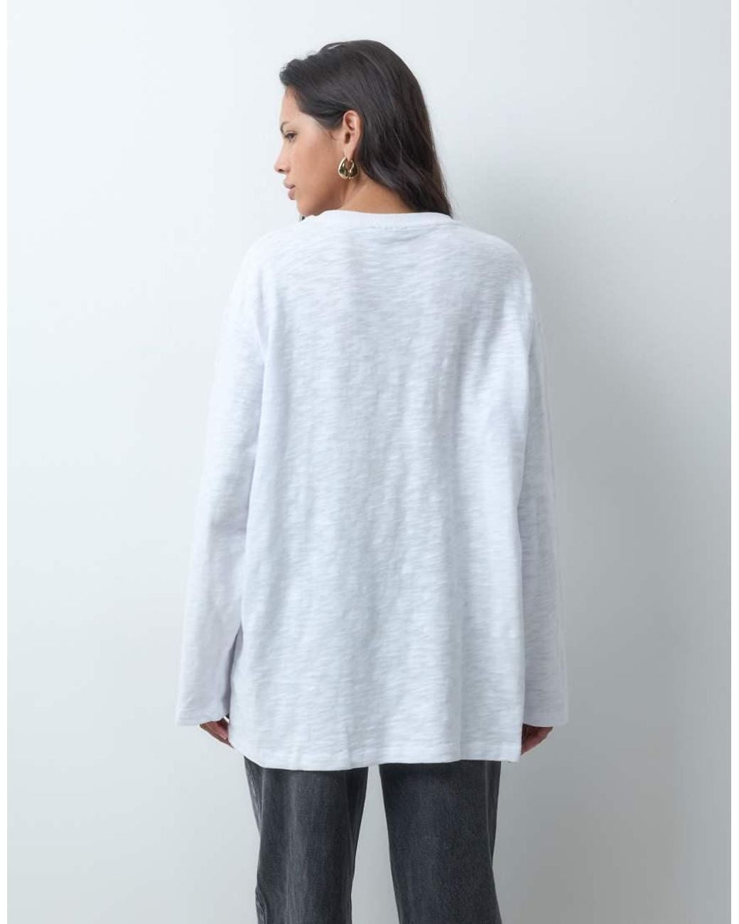 ASOS White Long Sleeve Crew Neck Top