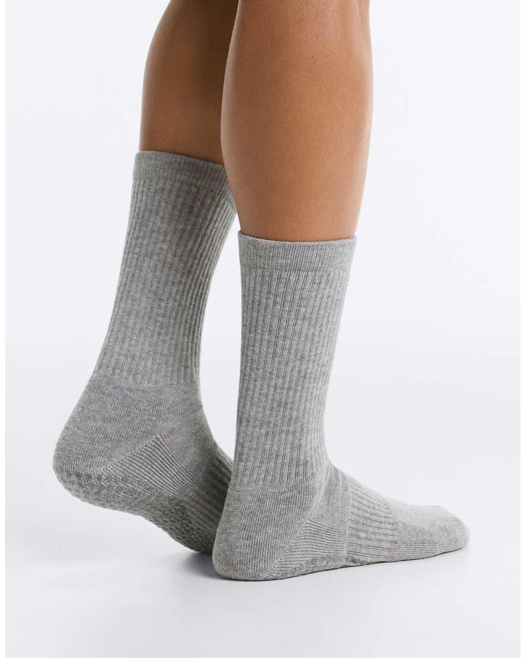 Oysho White 2 Pairs Of Classic Cotton Blend Yoga And Pilates Socks