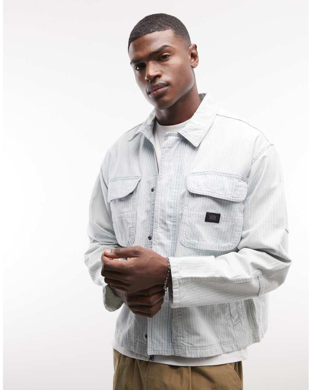 Vans Gray Umber Denim Stripe Jacket for men