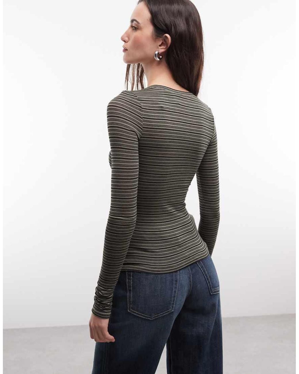 Weekday Black Long Sleeve Henley Top