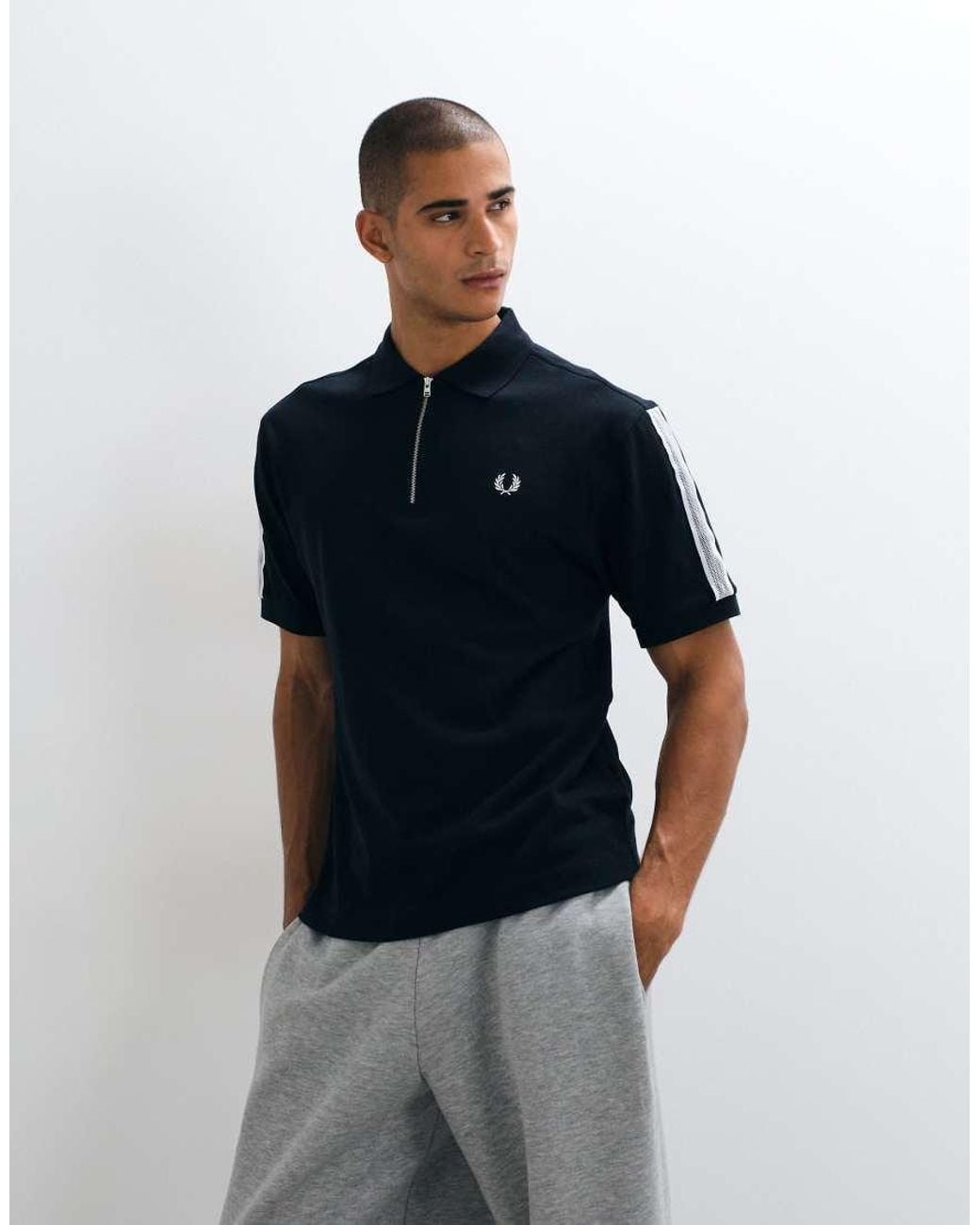 Fred Perry Blue Tennis Net Tape Polo Shirt for men