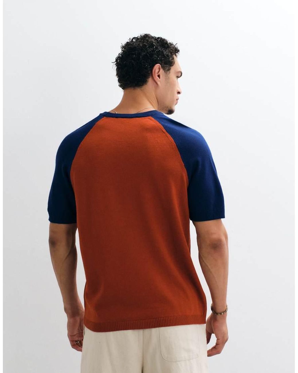ASOS Orange Relaxed Knitted T-Shirt for men