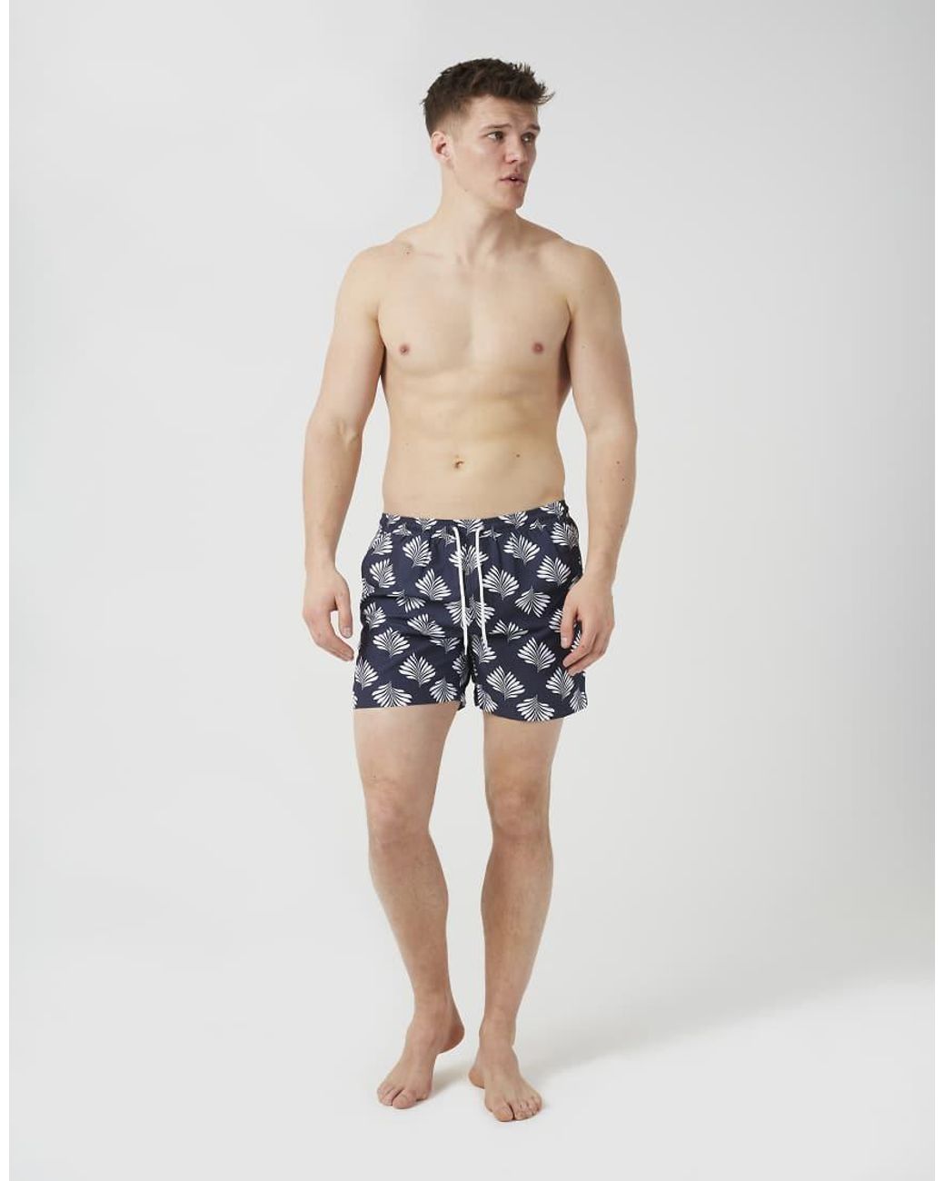 Brave Soul Blue Printed Swim Shorts for men