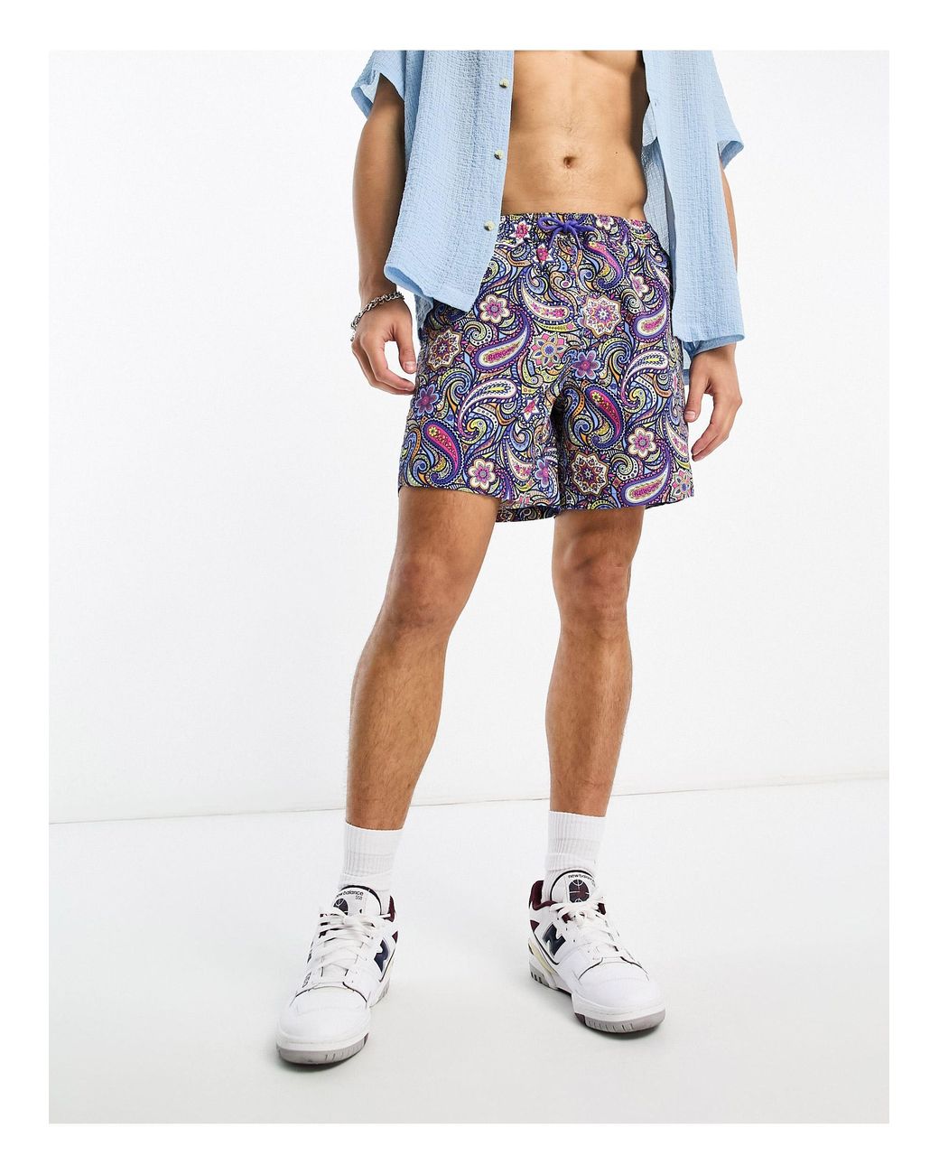 Pretty green vintage shop paisley swim shorts