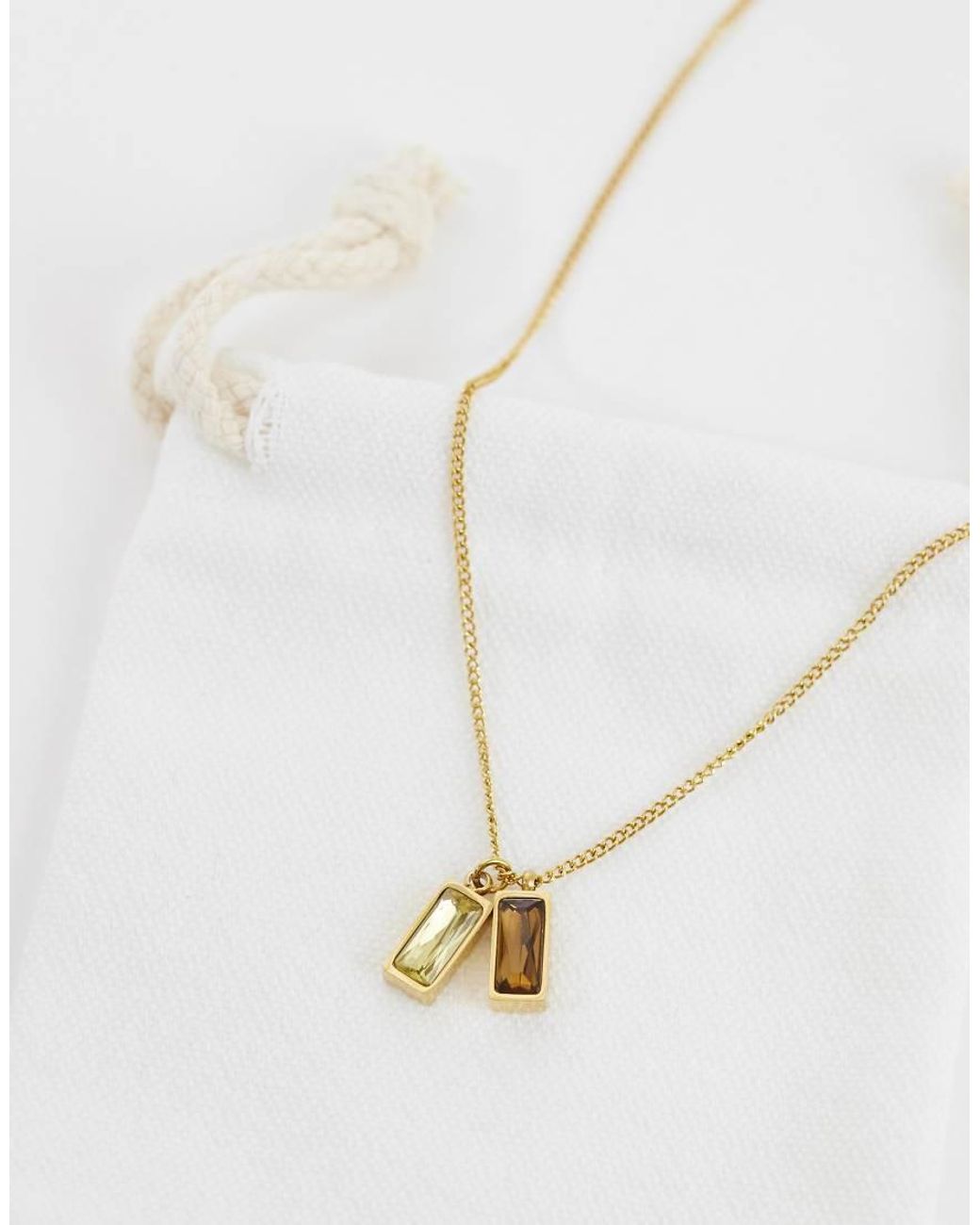 ASOS White Waterproof Stainless Steel Necklace With Double Pendant Necklace for men