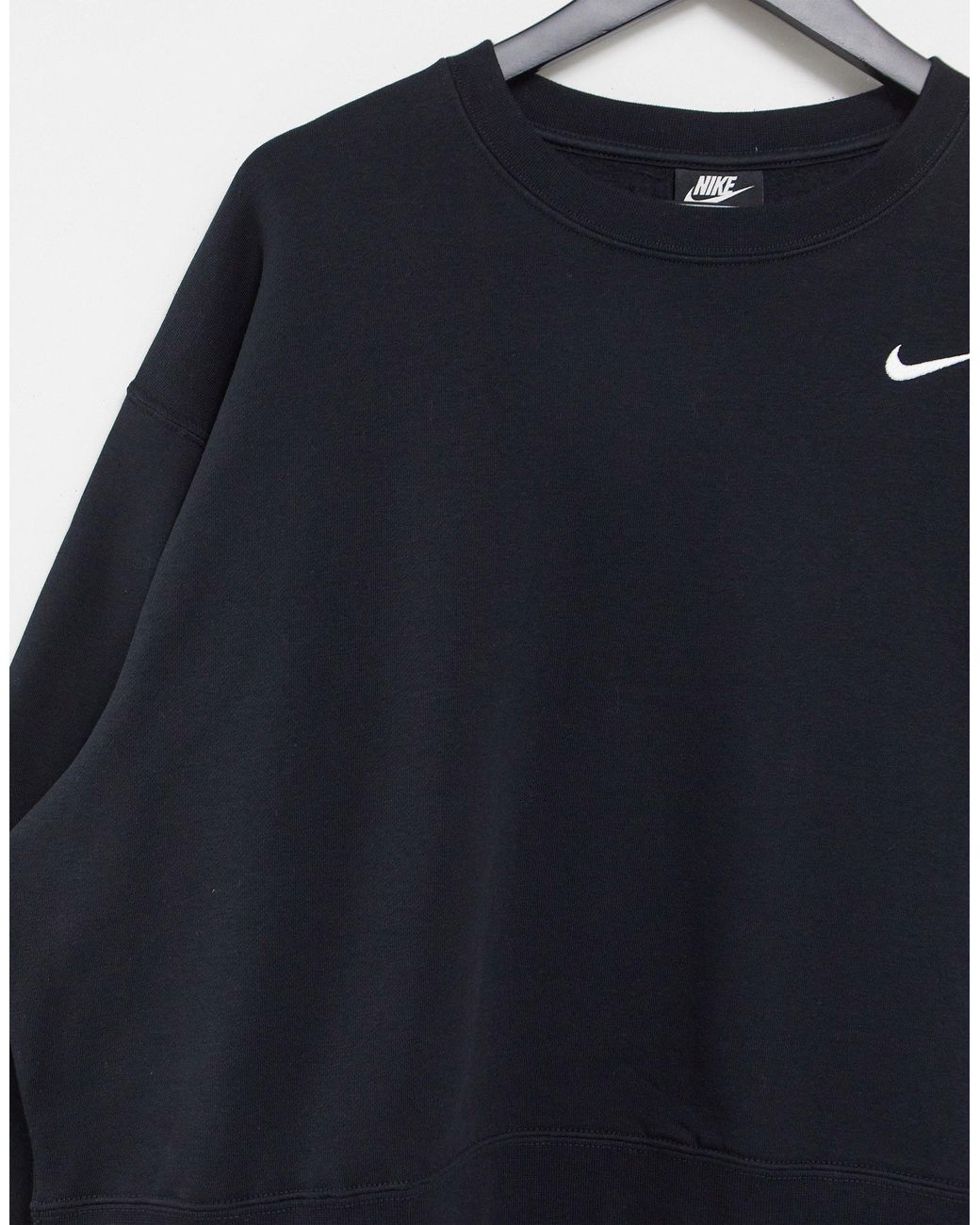 Crew Sweatshirt Nike Mini Swoosh Oversized Cropped Grey Sweatshirt - Main Image