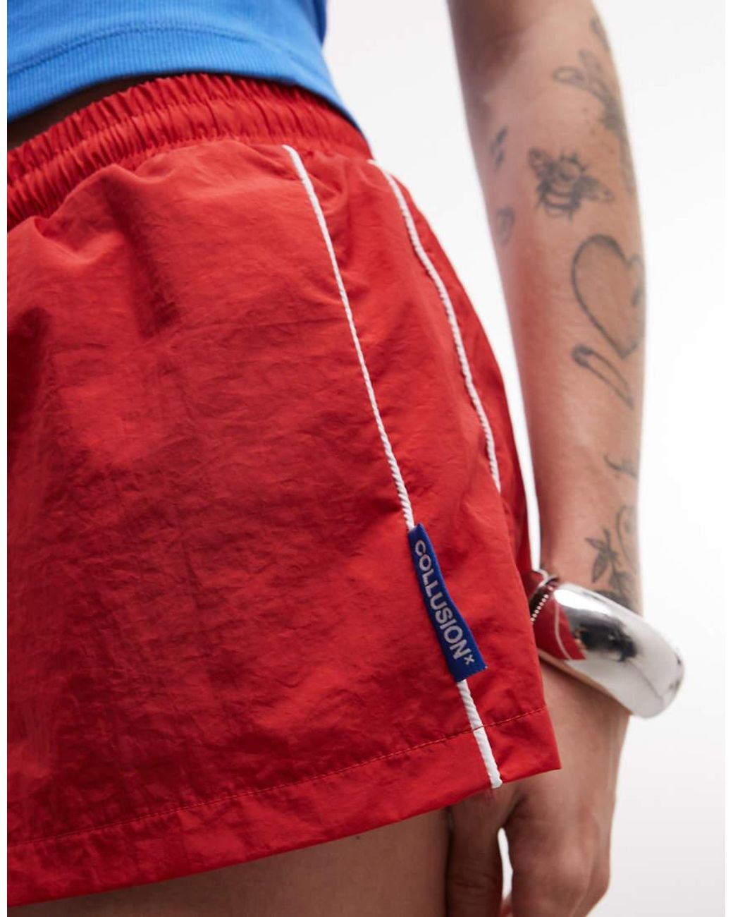 Collusion Blue Mini Track Nylon Short