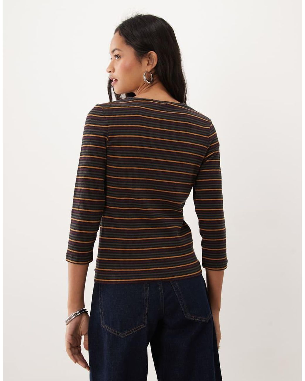 Barbour Black Wynn 3/4 Length Striped Top