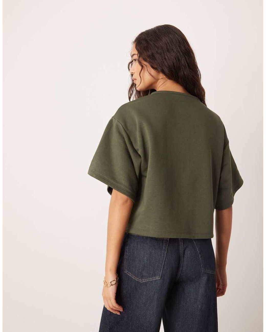 ASOS Green Boxy Button Through Sweat Top